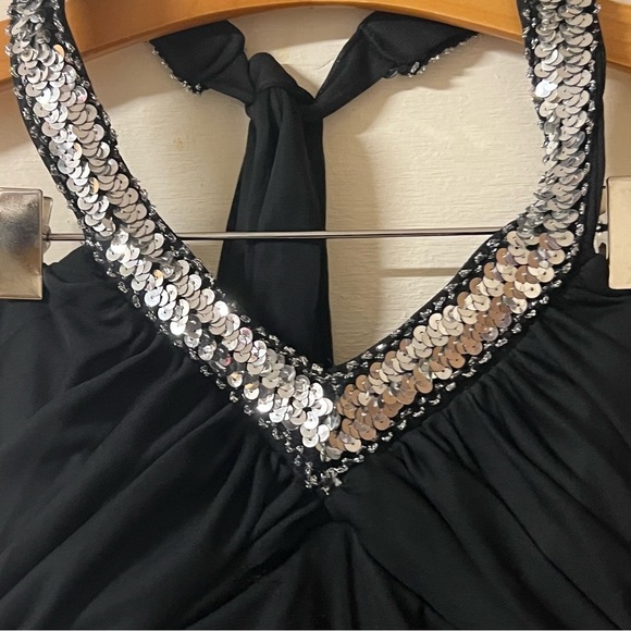 Vintage City Triangles Sequin Halter Dress Y2K Fairy Grunge Prom Size Medium - Picture 2 of 11